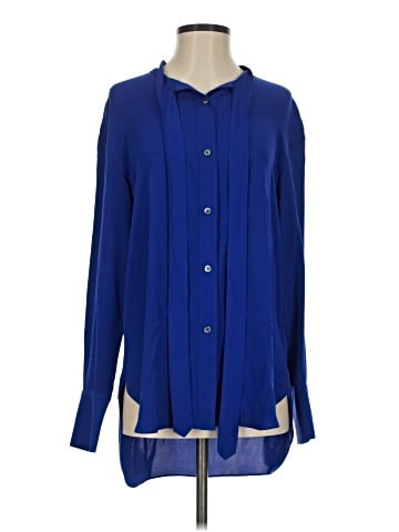 Theory Long Sleeve Silk Top (view 1)