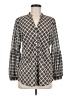 Chico's Argyle Gray Long Sleeve Blouse Size Med (1) - photo 1