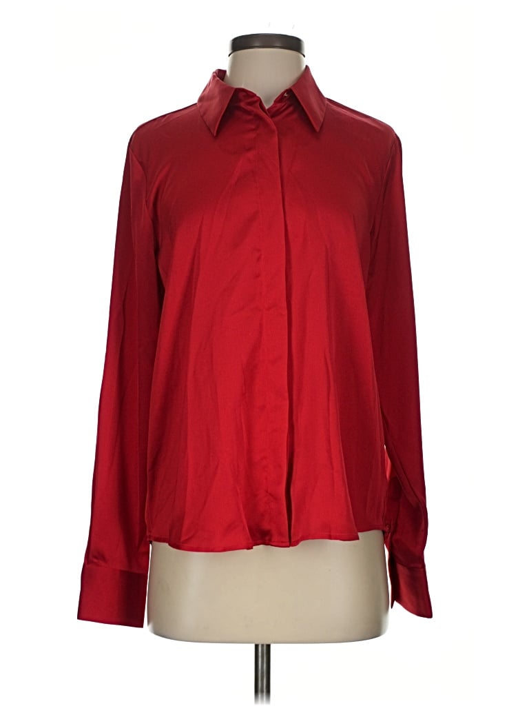 Ann Taylor Long Sleeve Blouse In Red