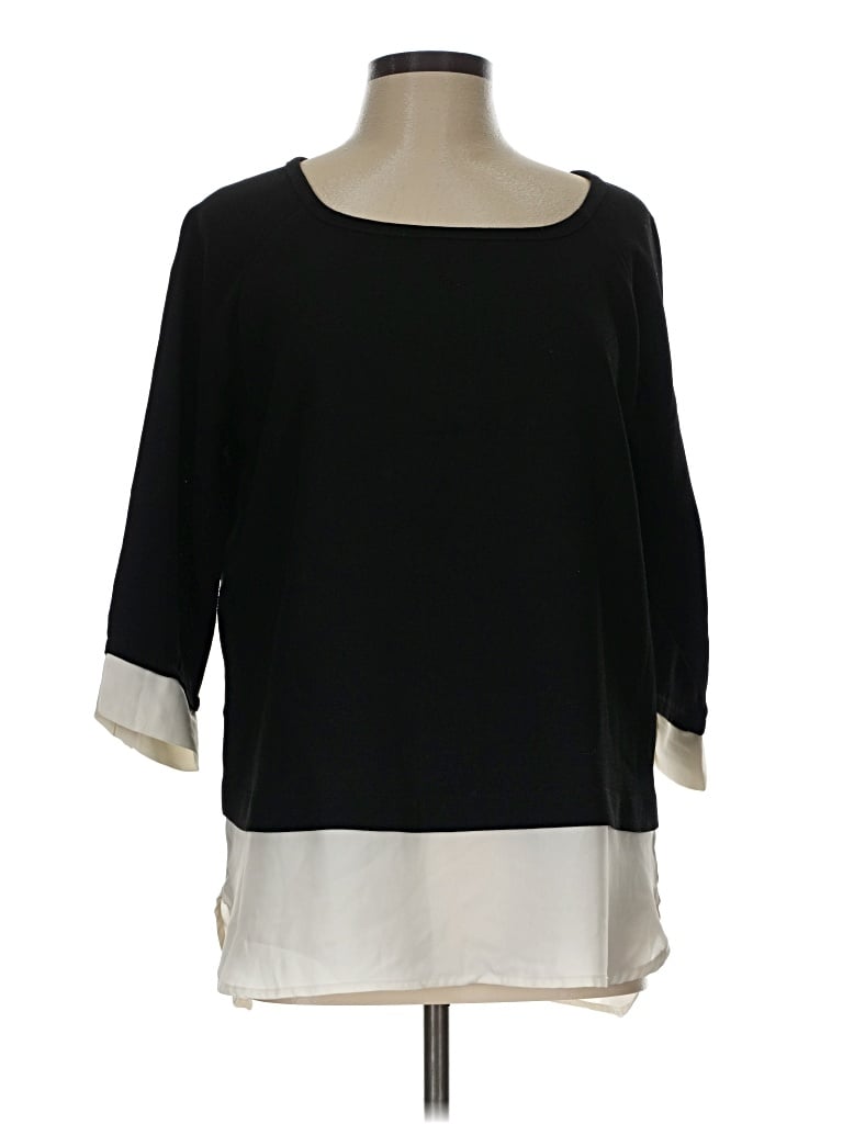 Pre-owned Harve Benard 3/4 Sleeve Top Black Boatneck Tops