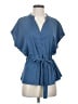 Assorted Brands 100% Polyester Blue Short Sleeve Blouse Size S - photo 1