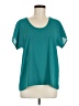 Soprano 100% Polyester Teal Short Sleeve Blouse Size M - photo 1