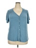Papermoon Blue Short Sleeve Blouse Size 2X - photo 1