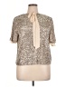 Cable & Gauge Metallic Silver Short Sleeve Blouse Size XL - photo 1