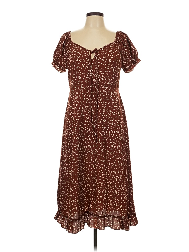 Pre-owned Shein Casual Dress In Brown