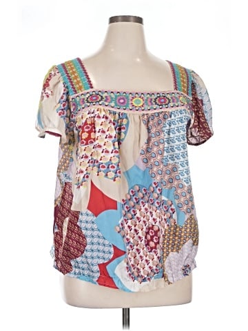 Johnny Was Short Sleeve Silk Top (view 2)