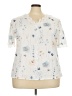 Unbranded 100% Polyester Floral Ivory Short Sleeve Blouse Size XXXL - photo 1