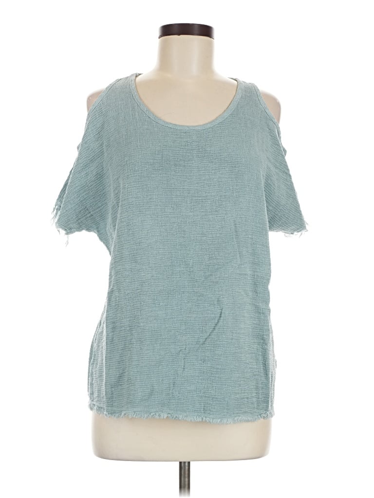 Pre-owned Venti6 Short Sleeve Top Teal Cold Shoulder Neckline Tops
