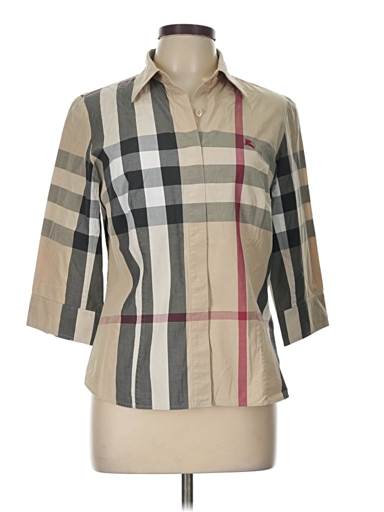 Pre-owned Burberry 3/4 Sleeve Button Down Shirt In Tan