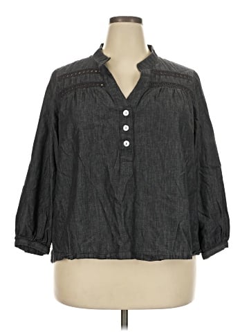 Wrap 3/4 Sleeve Button-Down Shirt (view 1)