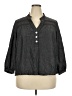 Wrap 100% Cotton Gray 3/4 Sleeve Button-Down Shirt Size 18 - photo 1