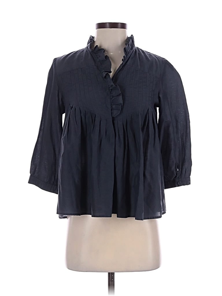 Pre-owned Forever 21 3/4 Sleeve Button Down Shirt In Blue