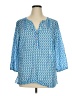 Talbots 100% Cotton Blue 3/4 Sleeve Blouse Size 1X - photo 1