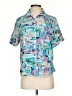 Alia Print Teal Short Sleeve Blouse Size P (petite) - photo 1