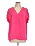 NINEXIS 100% Polyester Pink Short Sleeve Blouse Size L - photo 1
