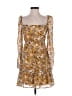 Lush 100% Polyester Floral Gold Tan Cocktail Dress Size S - photo 1