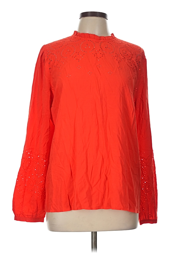 Ann Taylor Loft Long Sleeve Blouse In Red