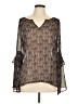 Octavia 100% Polyester Brown Long Sleeve Blouse Size L - photo 1