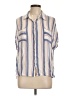 the good jane 100% Rayon Stripes Blue Short Sleeve Button-Down Shirt Size L - photo 1