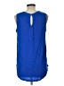 Ann Taylor LOFT 100% Polyester Blue Sleeveless Blouse Size L - photo 2