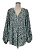 Jodifl 100% Polyester Animal Print Teal Long Sleeve Blouse Size M - photo 1