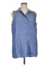 Lands' End Blue Sleeveless Button-Down Shirt Size 14 - photo 1