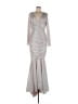 Talbot Runhof Metallic Silver Cocktail Dress Size 10 - photo 1