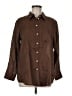 Gap 100% Linen Brown Long Sleeve Button-Down Shirt Size Med Petite - photo 1