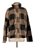 Thread & Supply 100% Polyester Plaid Brown Faux Fur Jacket Size L - photo 1