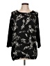 J.Jill 100% Polyester Floral Black 3/4 Sleeve T-Shirt Size L - photo 1