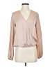 Theory 100% Silk Solid Tan Long Sleeve Silk Top Size S - photo 1