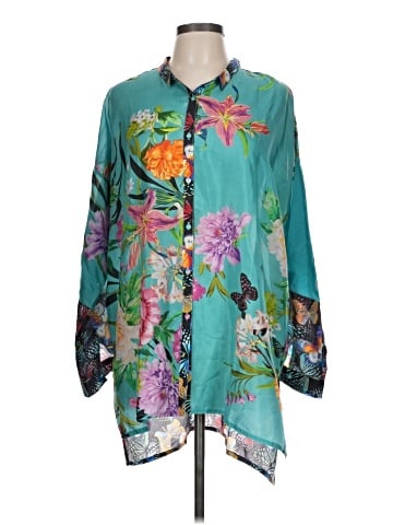 Johnny Was 3/4 Sleeve Silk Top (view 1)