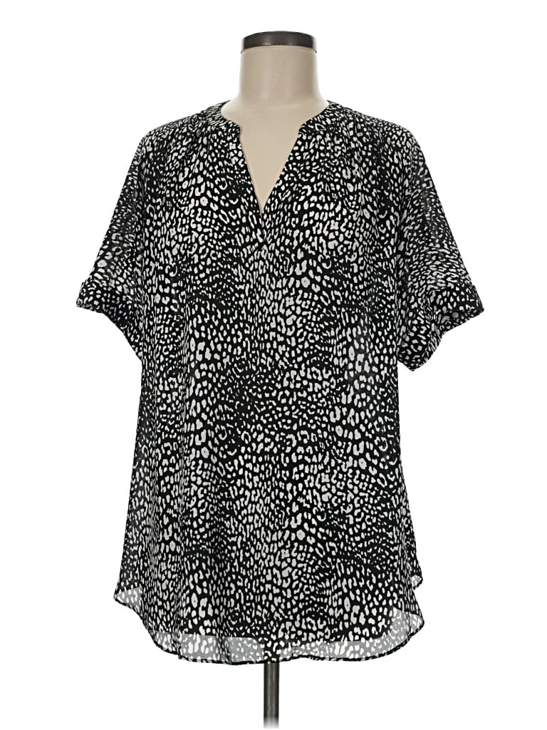 Pre-owned Worthington Short Sleeve Blouse In Black
