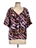 Tart 100% Polyester Animal Print Purple Short Sleeve Blouse Size L - photo 1