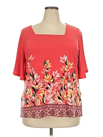 JM Collection Short Sleeve Blouse (view 1)