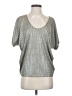 Kim & Cami Metallic Silver Short Sleeve Top Size S - photo 1