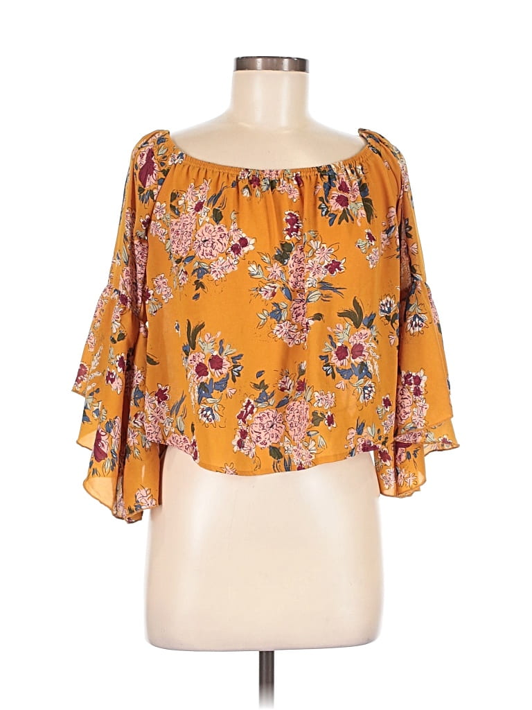 Pre-owned Charlotte Russe 3/4 Sleeve Blouse In Orange