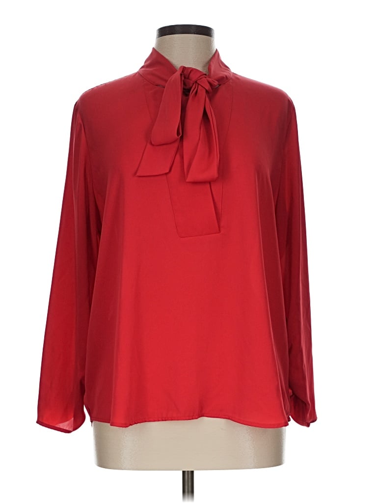 Pre-owned Zara Long Sleeve Blouse In Red