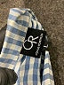 Connie Roberson Checkered-gingham Blue 3/4 Sleeve Button-Down Shirt Size L - photo 7