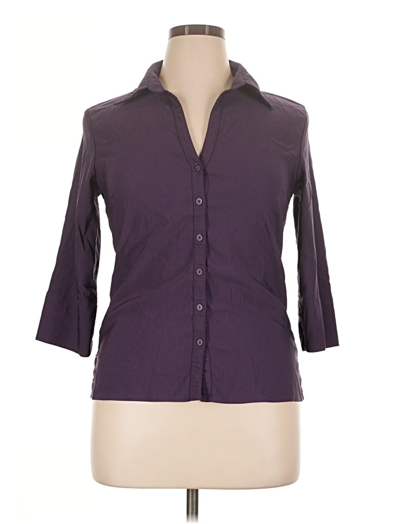 Pre-owned H&m 3/4 Sleeve Button Down Shirt In Purple