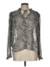 Free People Metallic Silver Long Sleeve Blouse Size L - photo 1