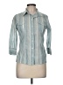 Old Navy Stripes Teal 3/4 Sleeve Button-Down Shirt Size M - photo 1