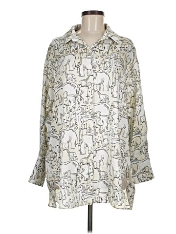 Zara 3/4 Sleeve Button-Down Shirt (view 1)