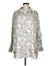 Zara Print Silver 3/4 Sleeve Button-Down Shirt Size M - photo 1