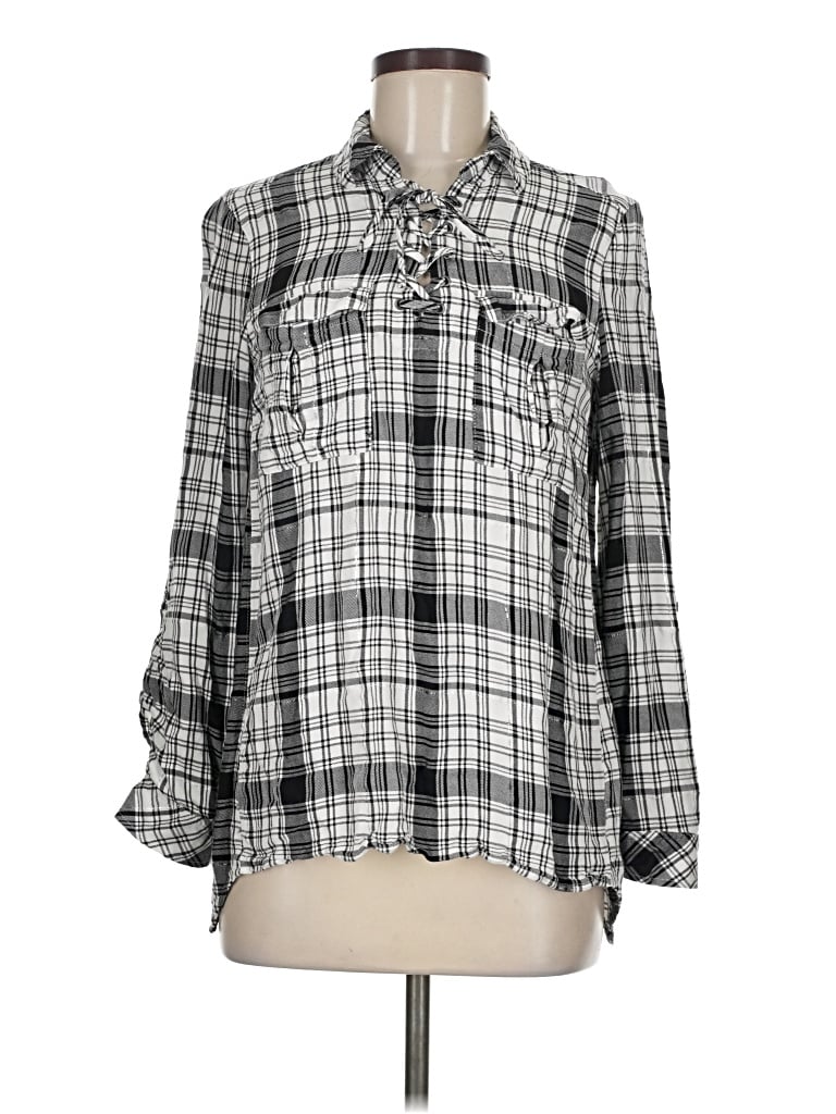 Pre-owned Como Vintage Long Sleeve Blouse In Silver