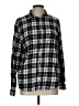 H&M 100% Cotton Plaid Black Long Sleeve Button-Down Shirt Size L - photo 1