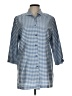 Connie Roberson Checkered-gingham Blue 3/4 Sleeve Button-Down Shirt Size L - photo 1