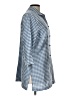 Connie Roberson Checkered-gingham Blue 3/4 Sleeve Button-Down Shirt Size L - photo 4