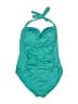 2Bamboo Solid Teal One Piece Swimsuit Size 10 - photo 1