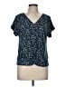 Flower & Feather Blue Short Sleeve Blouse Size M - photo 1